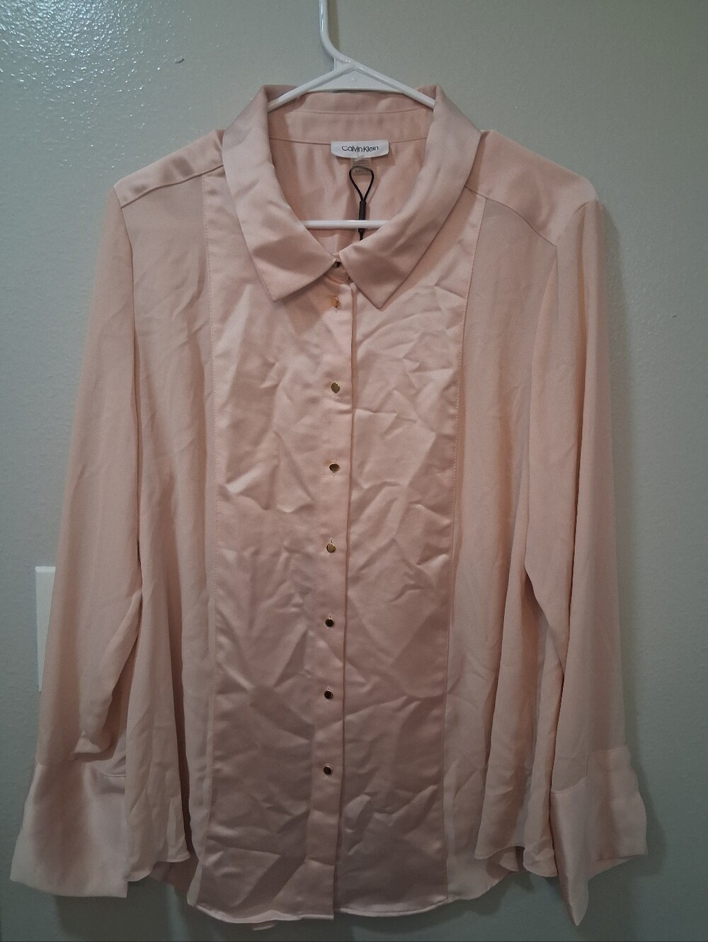 Calvin Klein Women's Light Pink Button-Front Shirt